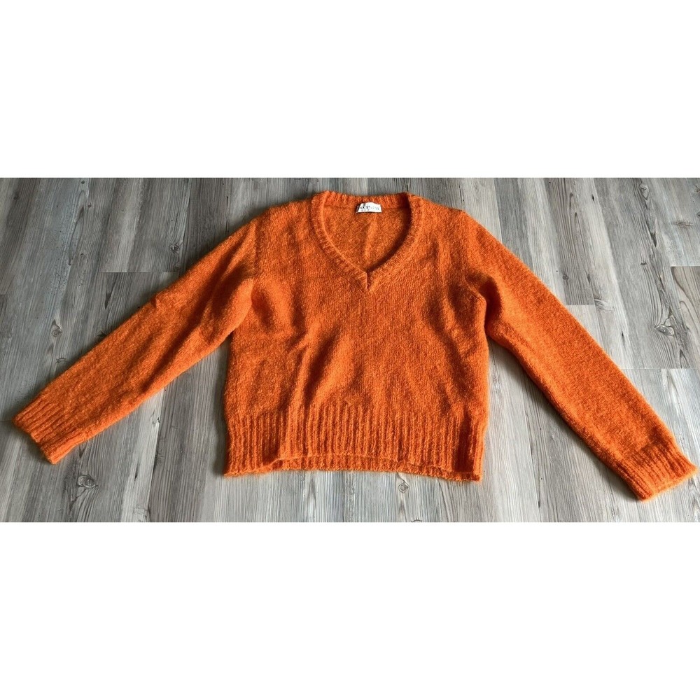 Rika Studios Cozy Orange V-Neck Sweater